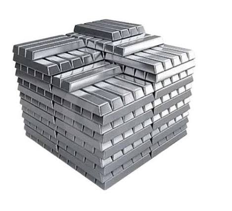 Stacked aluminium ingots with a metallic finish