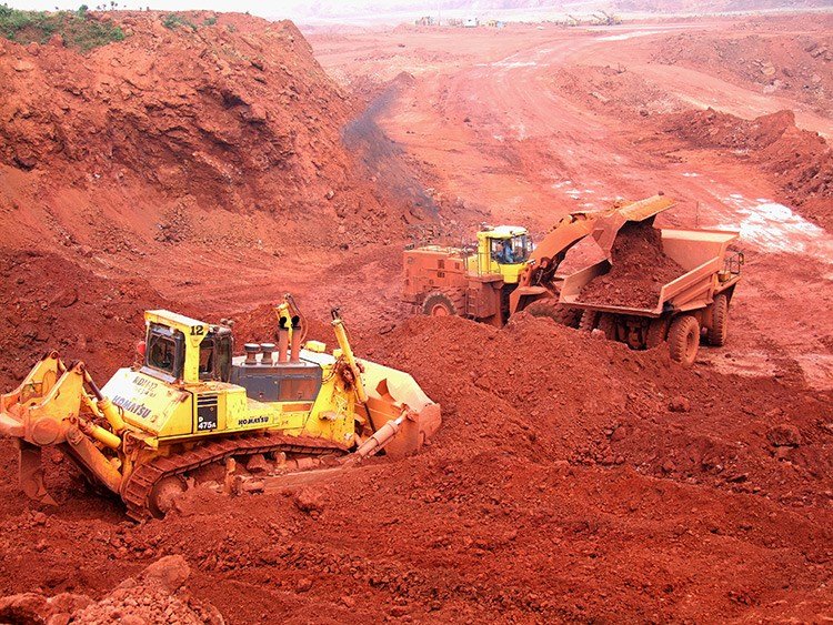 Bauxite mining landscape with rich mineral formations